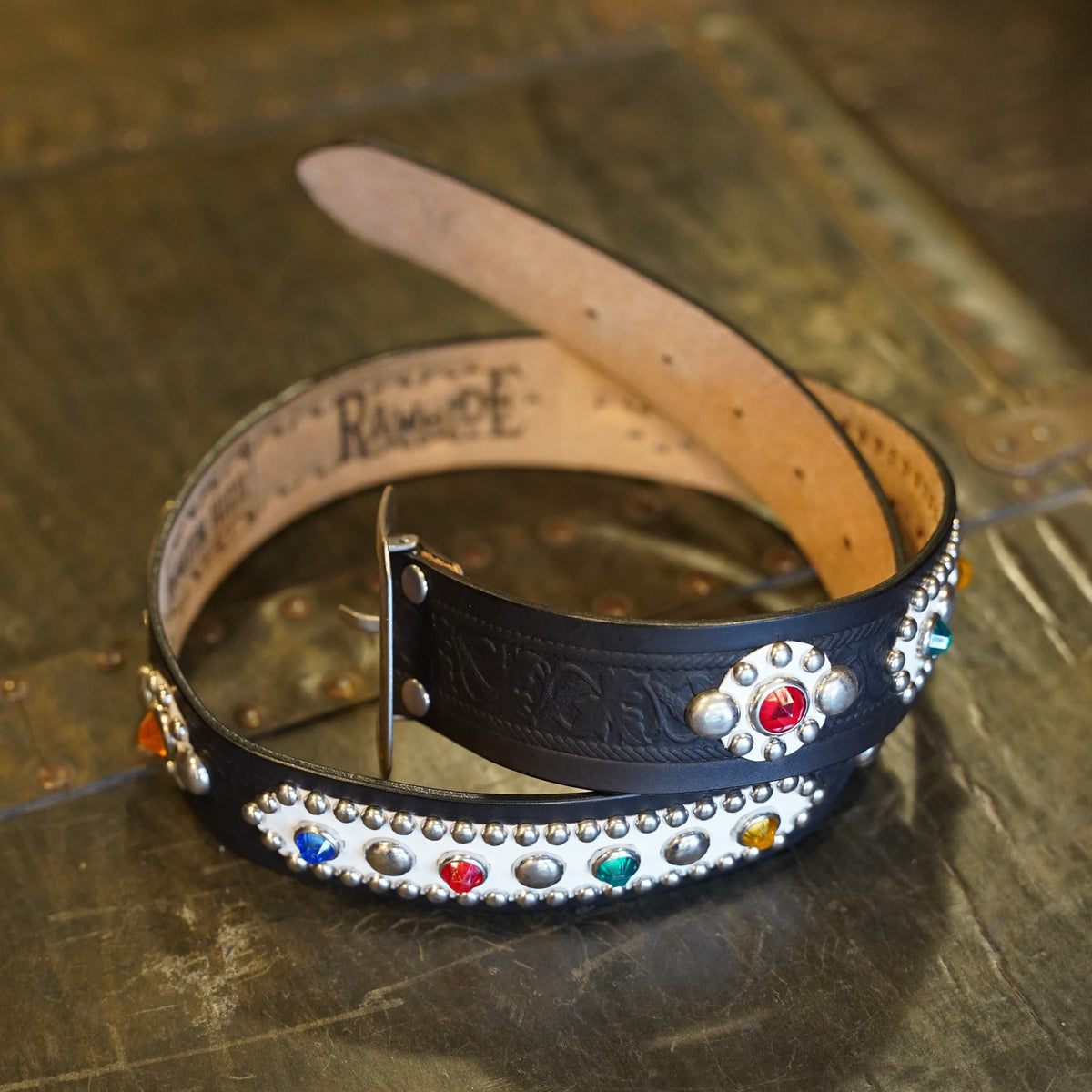 #270505 1950s Reflector Studded Leather Belt - 42ｍｍ