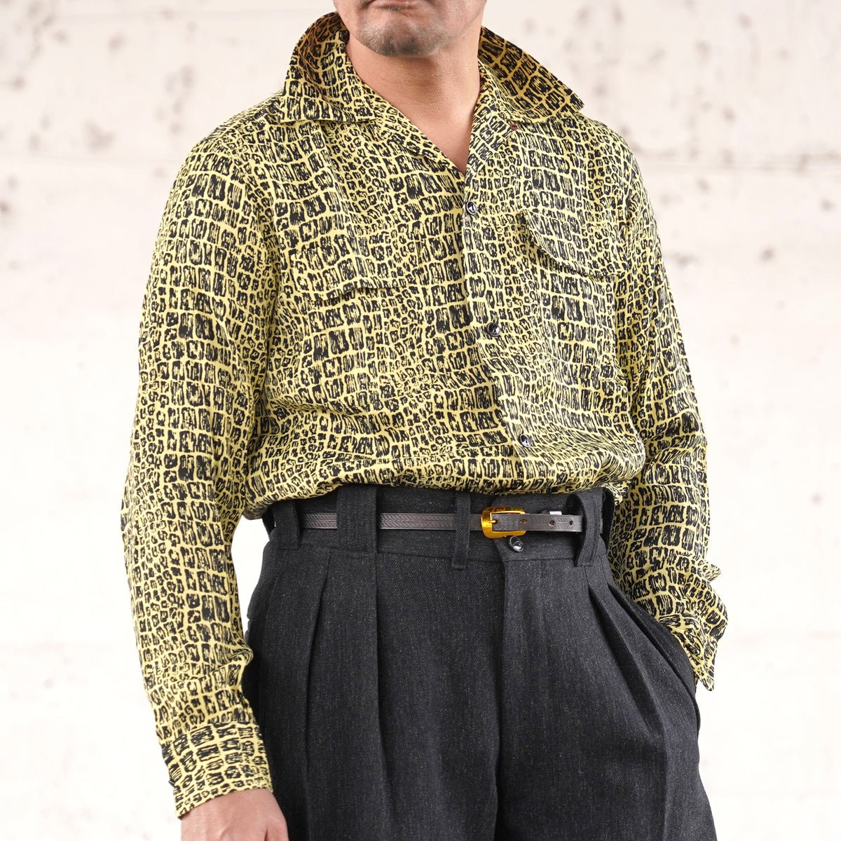 #260136 1950s L/S Shirt - Croco print