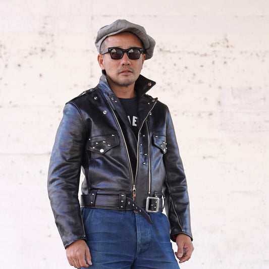 #260421 Studded Horsehide Riders Jacket