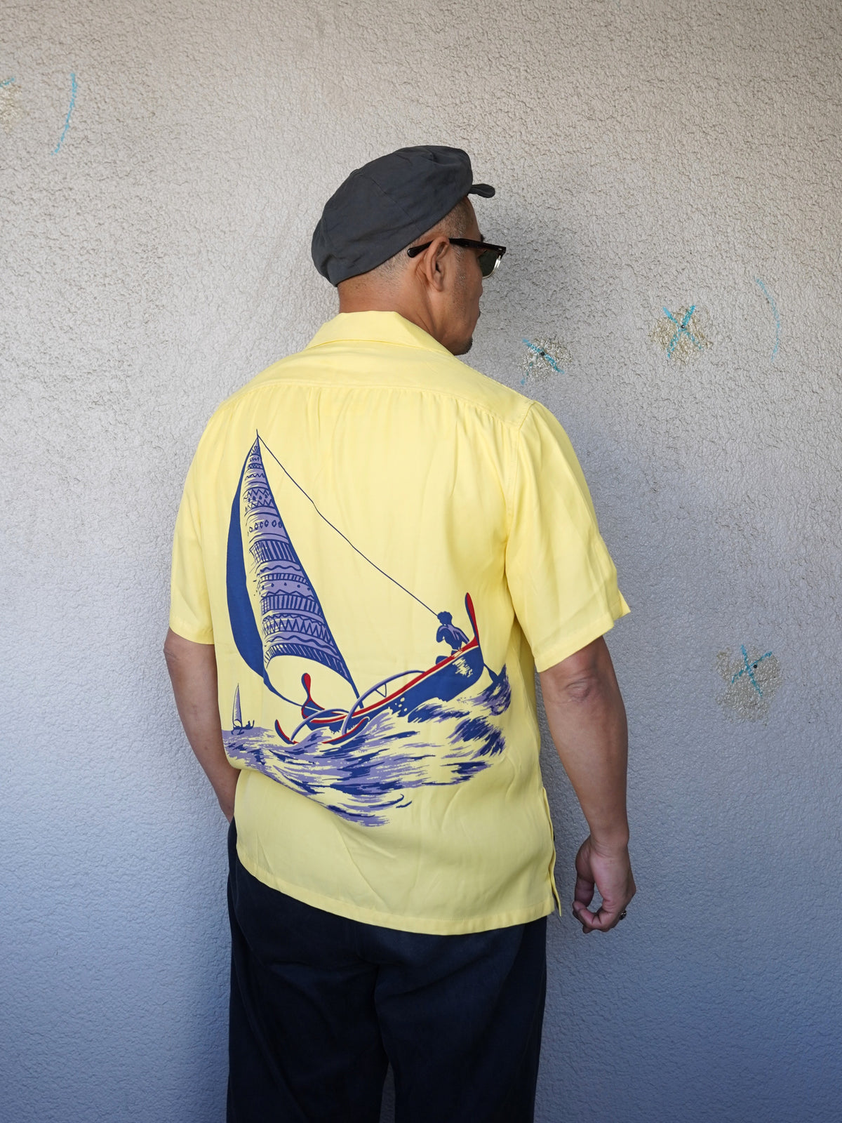 [Order] #270118 1940s Sailboat Print Rayon S/S Shirt