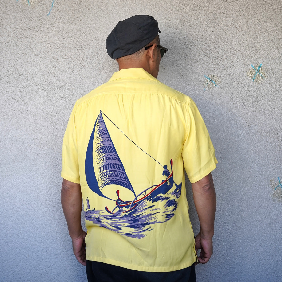 [Order] #270118 1940s Sailboat Print Rayon S/S Shirt