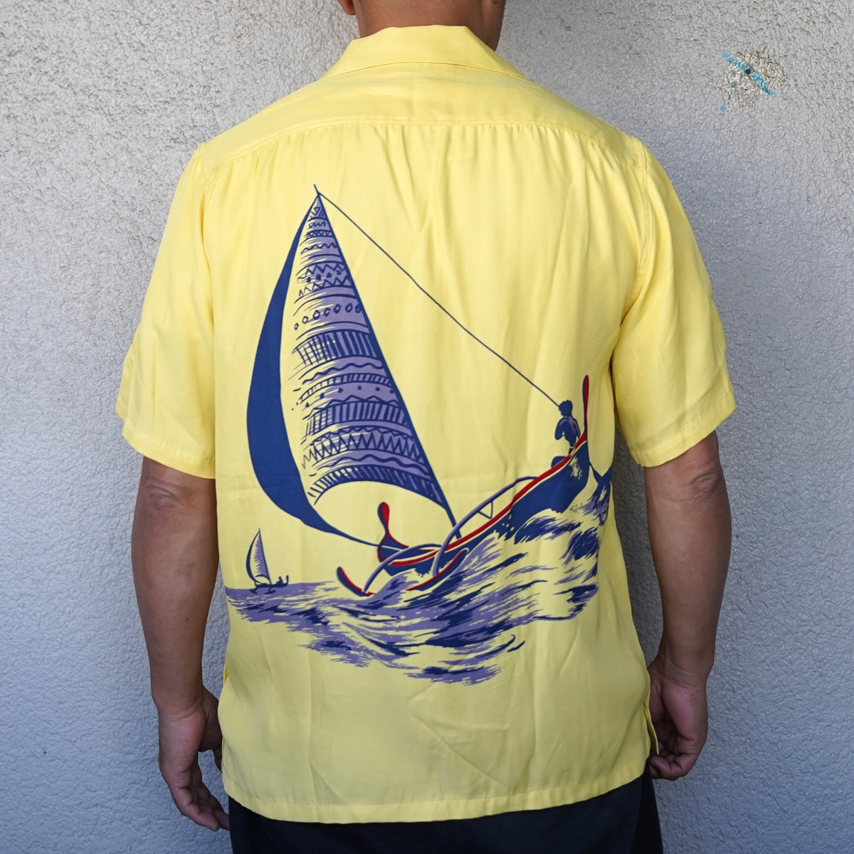 [Order] #270118 1940s Sailboat Print Rayon S/S Shirt