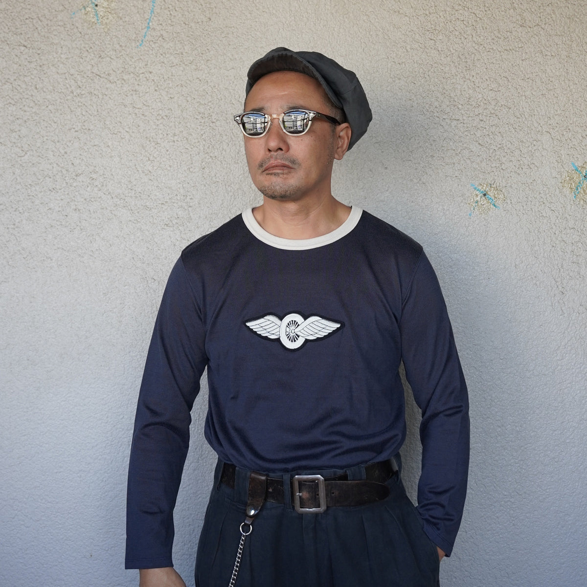 #270206 1950s Winged Wheel Patch Long Sleeve T‐Shirt