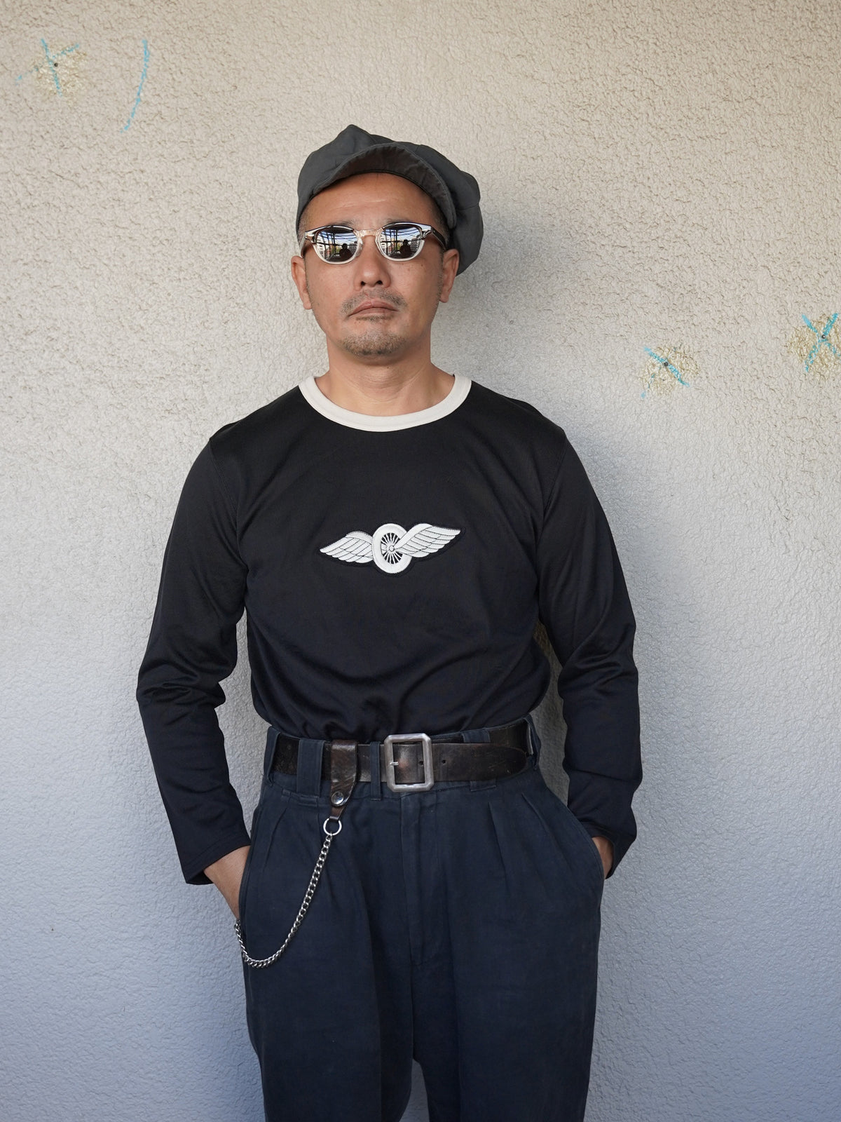 #270206 1950s Winged Wheel Patch Long Sleeve T‐Shirt